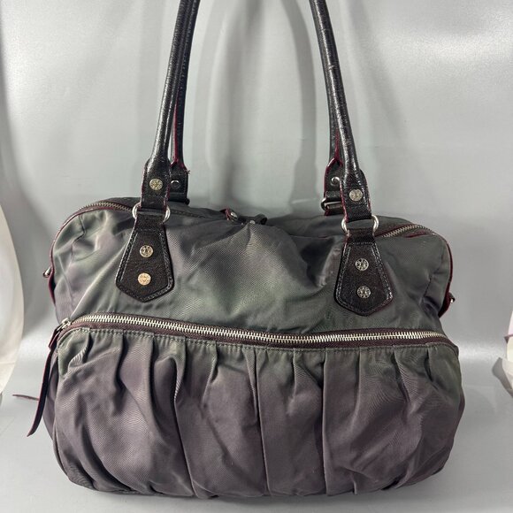 MZ Wallace Kate Gray Nylon Brown Leather Trim Shoulder Bag - Picture 5 of 14